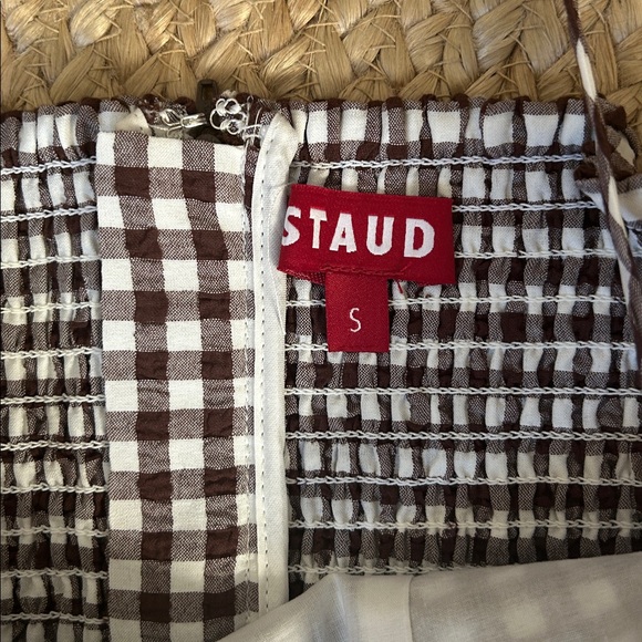 NWT • STAUD Frederico Crop Tank in Chocolate Gingham - Picture 3 of 5
